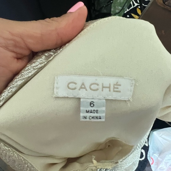 Cache Silver Beaded Asymmetrical Midi Dress - Picture 9 of 11